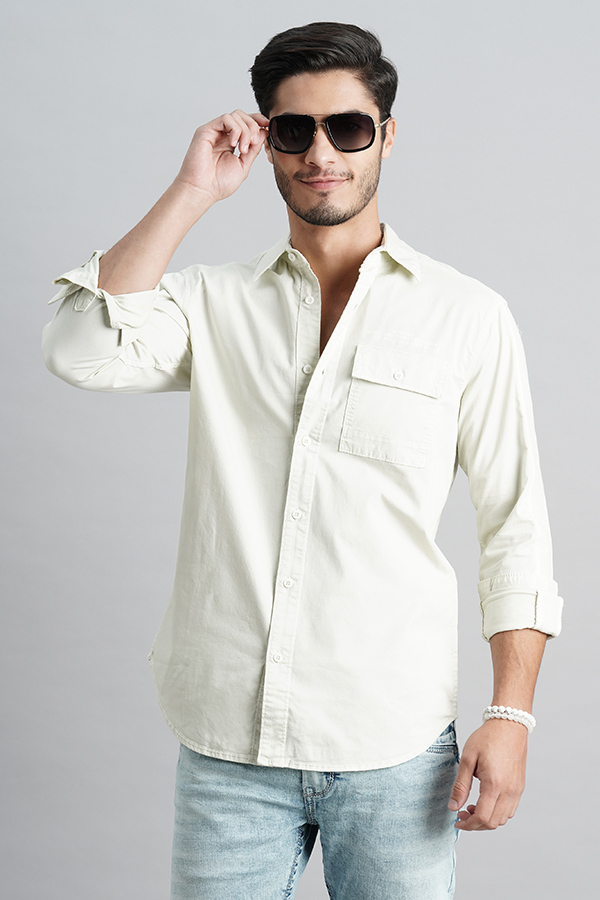 LIGHT LEMON FULL SLEEVE SOLID SHIRT (LEO F/SLV FIT)