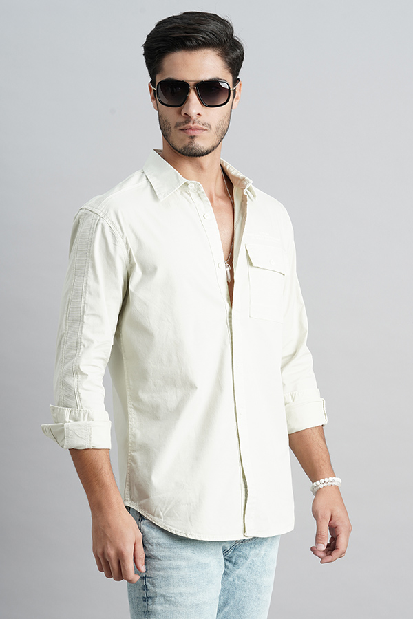 LIGHT LEMON FULL SLEEVE SOLID SHIRT (LEO F/SLV FIT)