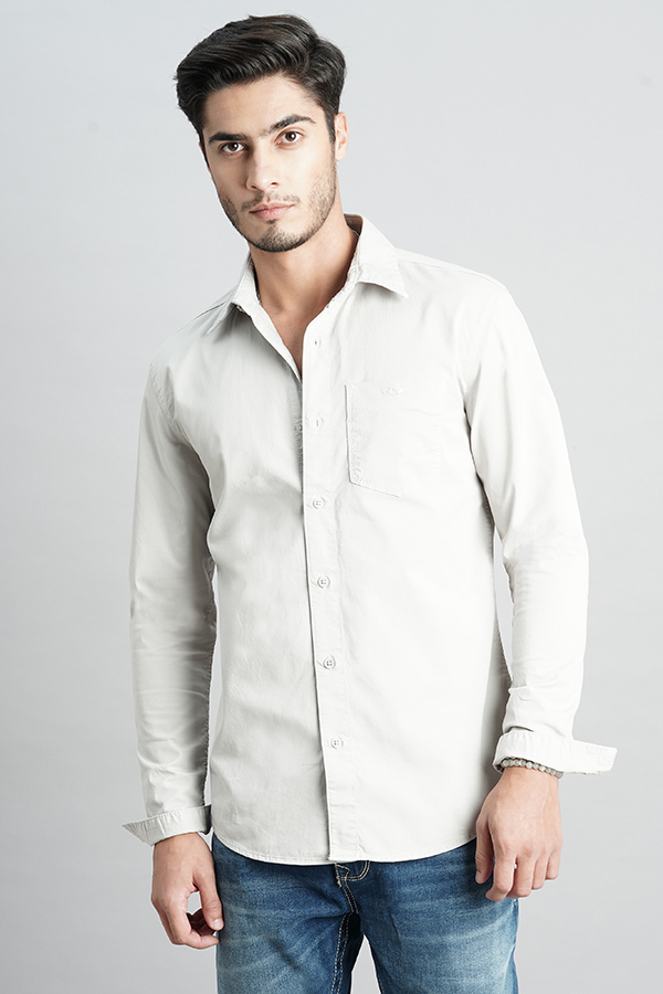 GREY FULL SLEEVE SOLID SHIRT (LEO F/SLV FIT)