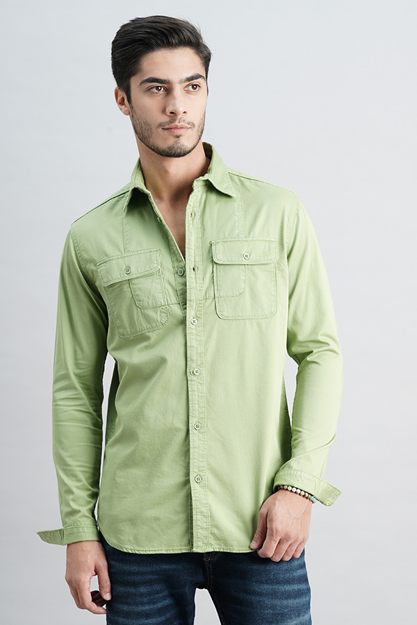 GREEN EYES FULL SLEEVE SOLID SHIRT (LEO F/SLV FIT)