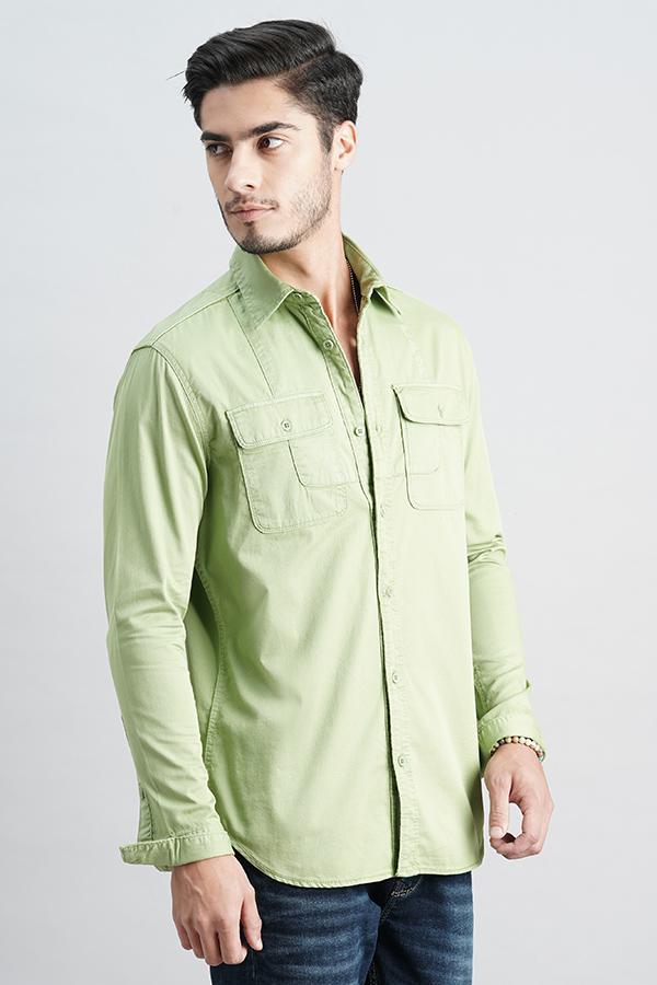 GREEN EYES FULL SLEEVE SOLID SHIRT (LEO F/SLV FIT)