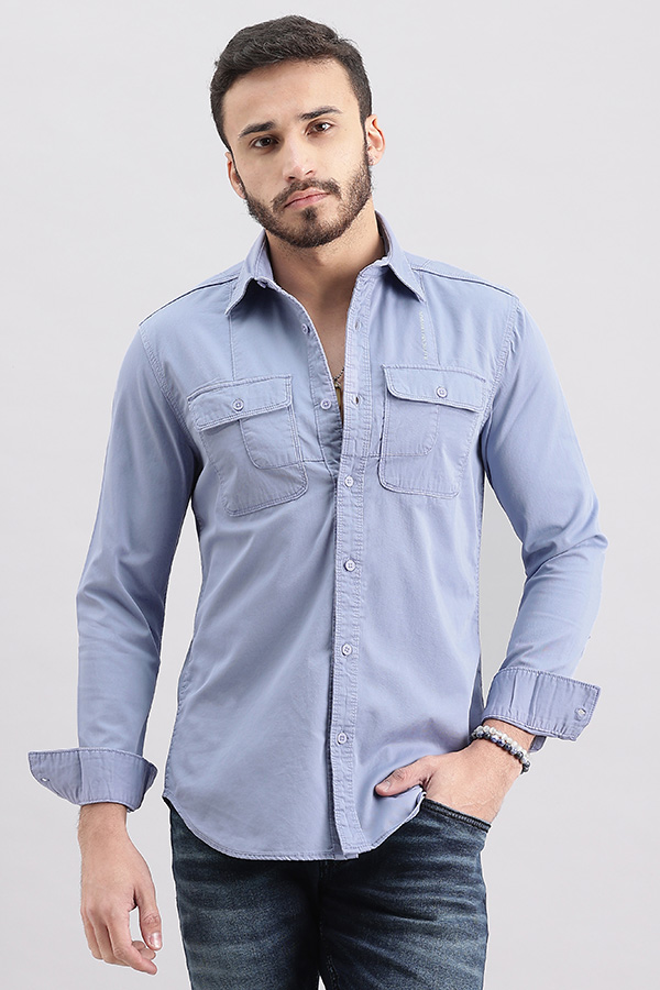 LT PURPLE FULL SLEEVE SOLID SHIRT (LEO F/SLV FIT)