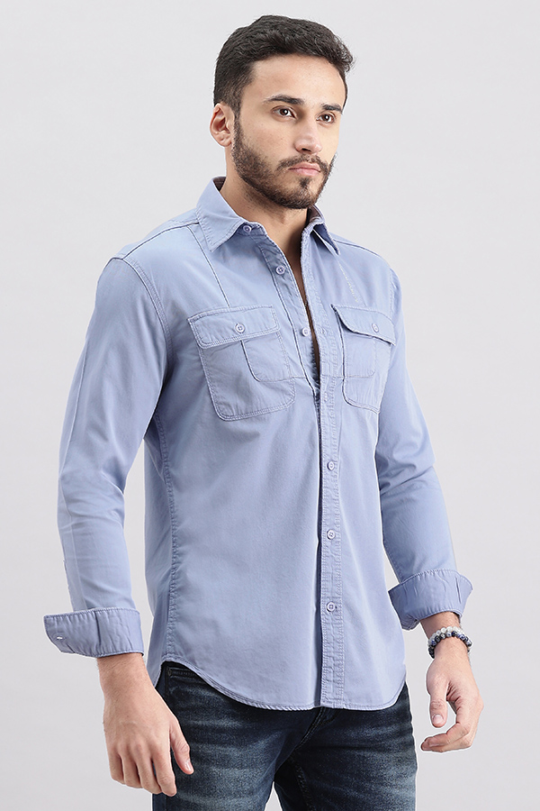 LT PURPLE FULL SLEEVE SOLID SHIRT (LEO F/SLV FIT)