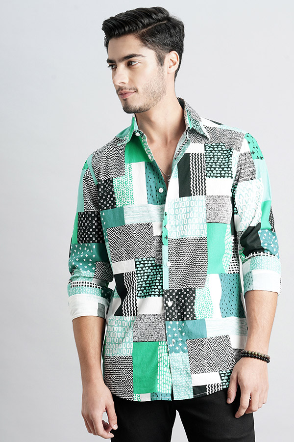 MULTI COLOR FULL SLEEVE PRINTED SHIRT (ZACK F/SLV FIT)