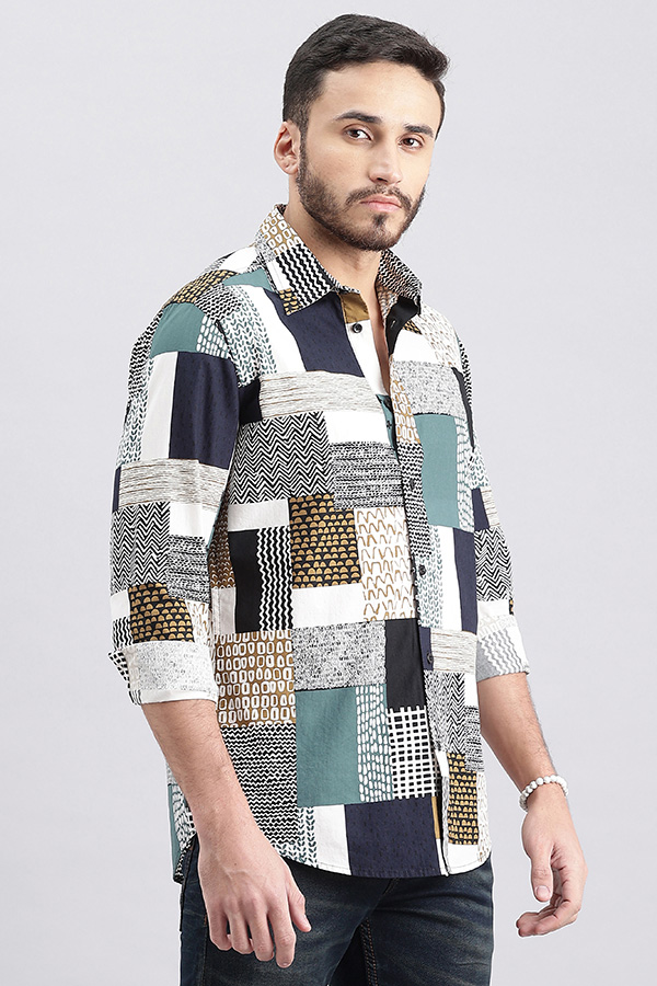 MULTI COLOR FULL SLEEVE PRINTED SHIRT (ZACK F/SLV FIT)