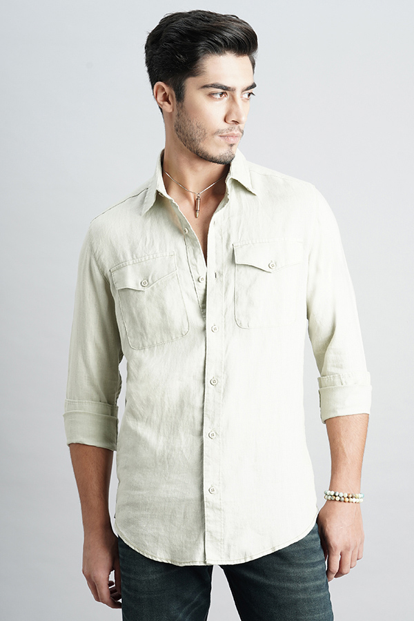 DK STONE FULL SLEEVE LINEN SHIRT (LEO F/SLV FIT)