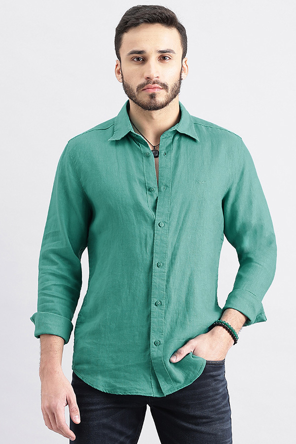 EMERALD FULL SLEEVE LINEN SHIRT (ZACK F/SLV FIT)