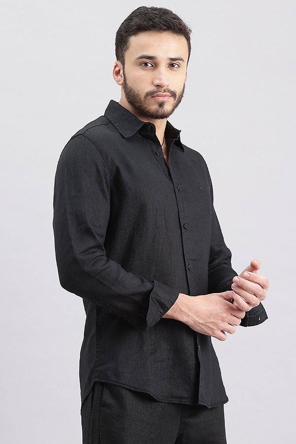 BLACK FULL SLEEVE LINEN SHIRT (ZACK F/SLV FIT)