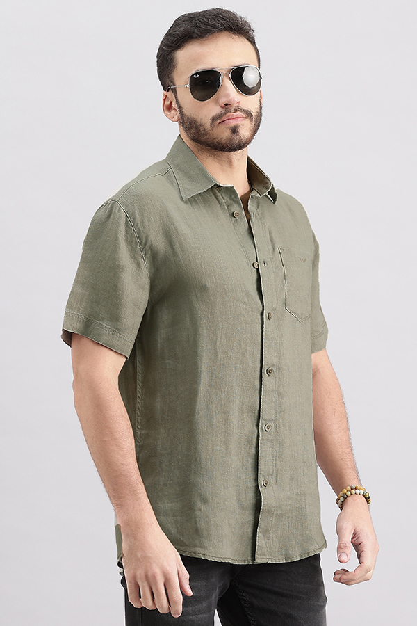 DK STONE HALF SLEEVE LINEN SHIRT (ZACK H/SLV FIT)