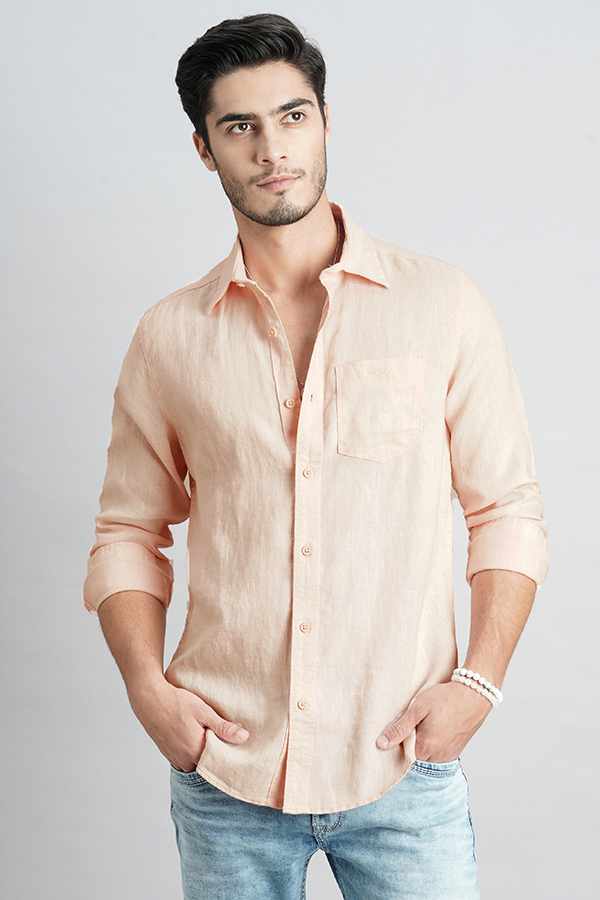 BABY PINK FULL SLEEVE LINEN SHIRT (ZACK F/SLV FIT)