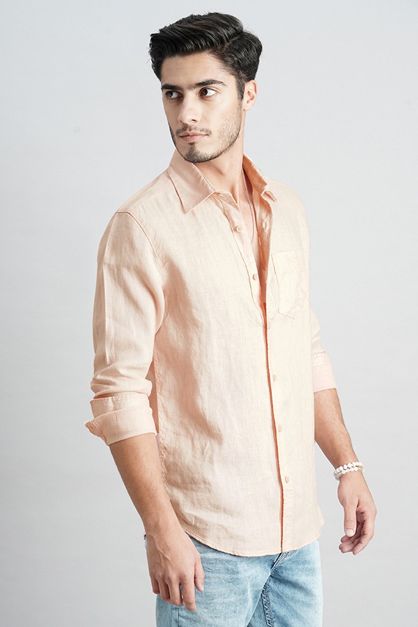 BABY PINK FULL SLEEVE LINEN SHIRT (ZACK F/SLV FIT)