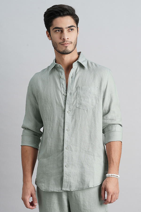 LT GREY FULL SLEEVE LINEN SHIRT (ZACK F/SLV FIT)