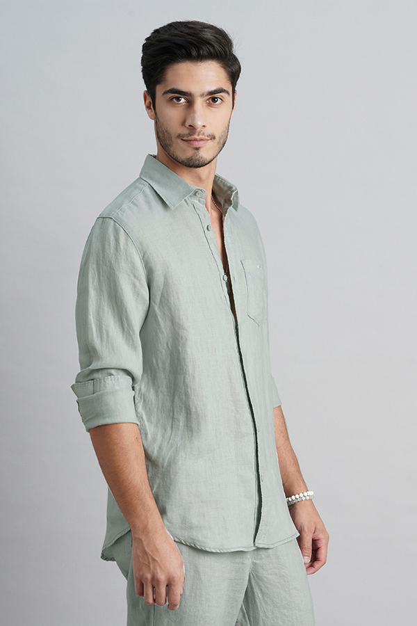 LT GREY FULL SLEEVE LINEN SHIRT (ZACK F/SLV FIT)