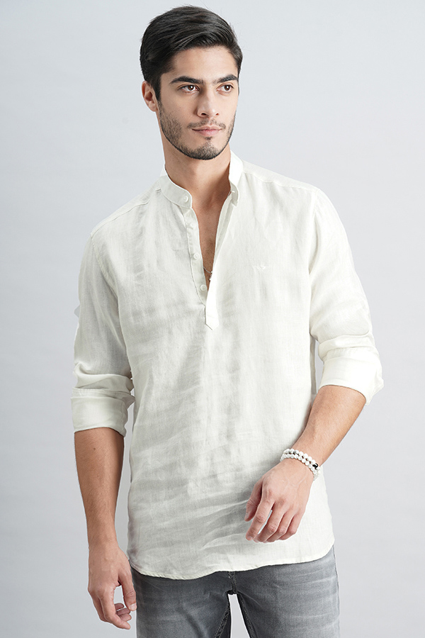 WHITE FULL SLEEVE LINEN SHIRT (ZACK F/SLV FIT)