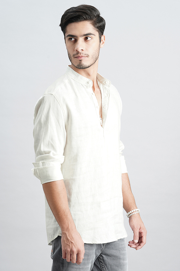 WHITE FULL SLEEVE LINEN SHIRT (ZACK F/SLV FIT)