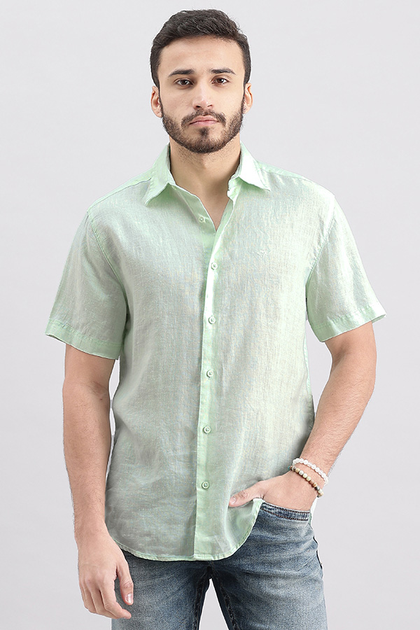 AQUA HALF SLEEVE LINEN SHIRT (ZACK H/SLV FIT)