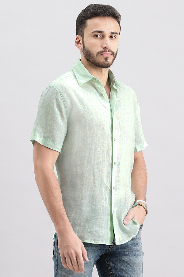 AQUA HALF SLEEVE LINEN SHIRT (ZACK H/SLV FIT)