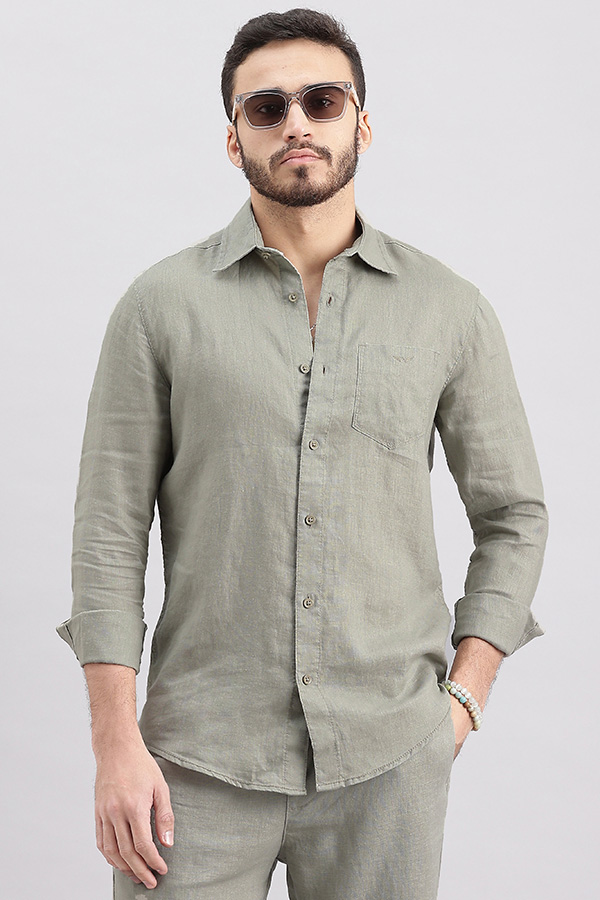 DK STONE FULL SLEEVE LINEN SHIRT (ZACK F/SLV FIT)