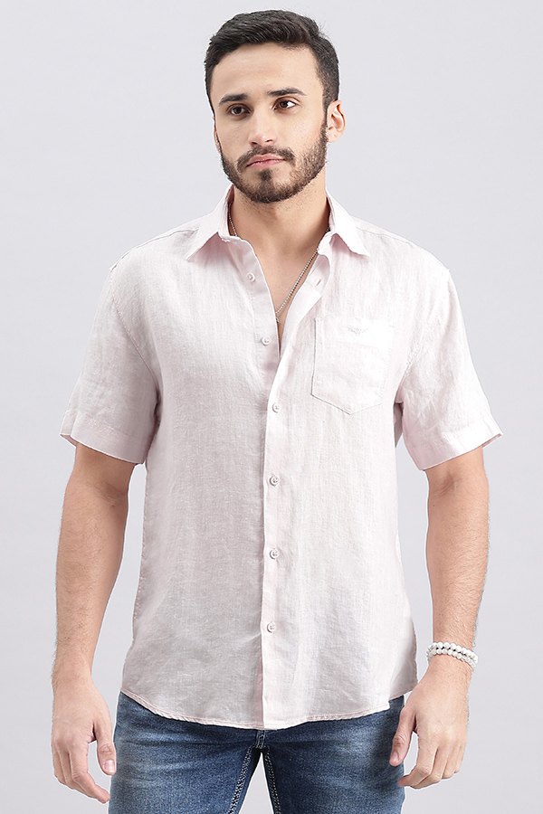 LT PURPLE HALF SLEEVE LINEN SHIRT (ZACK H/SLV FIT)