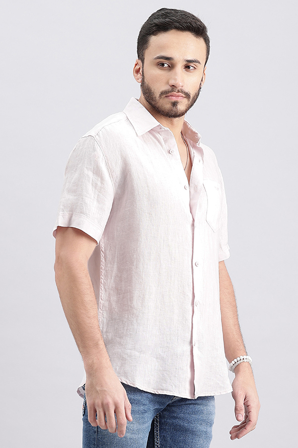 LT PURPLE HALF SLEEVE LINEN SHIRT (ZACK H/SLV FIT)