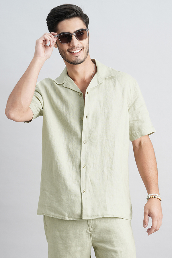 DK STONE HALF SLEEVE LINEN SHIRT (ZACK H/SLV FIT)