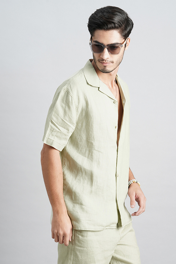 DK STONE HALF SLEEVE LINEN SHIRT (ZACK H/SLV FIT)