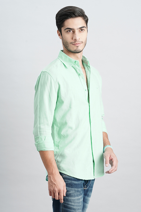 MINT GREEN FULL SLEEVE LINEN SOLID SHIRT (ZACK F/SLV FIT)