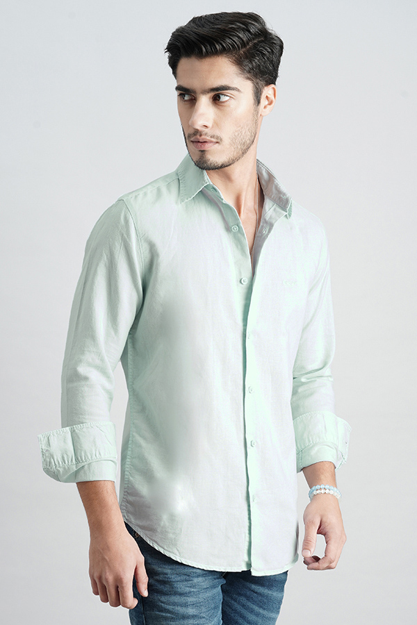 LAVENDER SKY FULL SLEEVE LINEN SOLID SHIRT (ZACK F/SLV FIT)