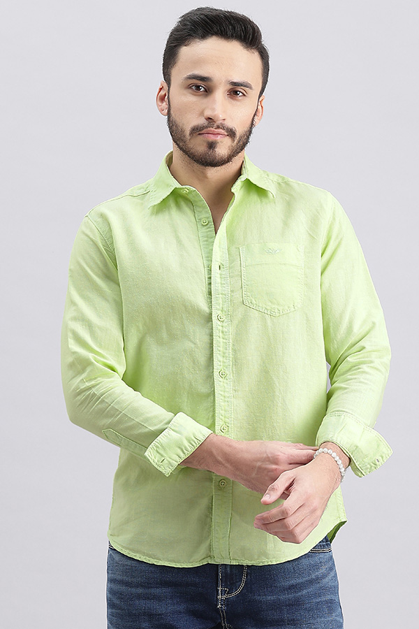 LEMON FULL SLEEVE LINEN SOLID SHIRT (ZACK F/SLV FIT)