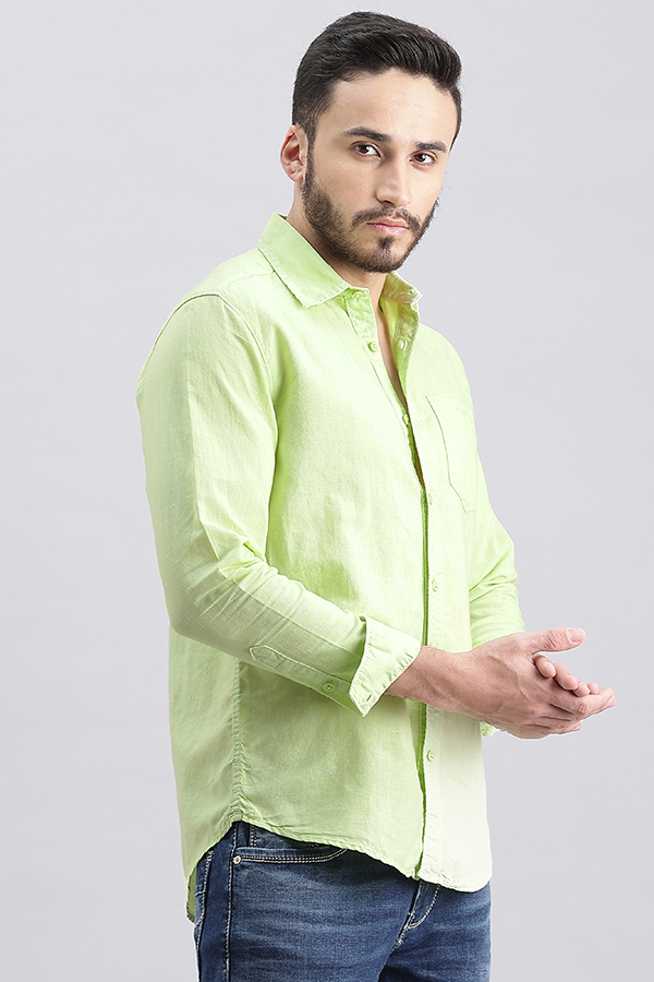 LEMON FULL SLEEVE LINEN SOLID SHIRT (ZACK F/SLV FIT)