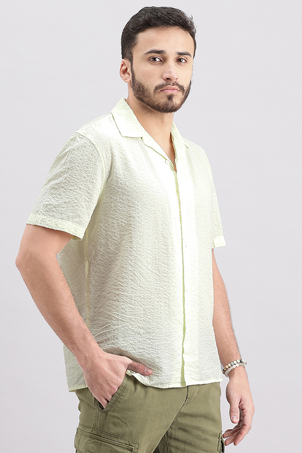 WHITE HALF SLEEVE SEERSUCKER SHIRT (TONY H/SLV FIT)