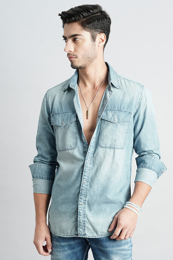 LT BLUE FULL SLEEVE DENIM SHIRT (ZACK F/SLV FIT)