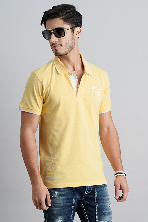 GOLDEN HAZE HALF SLEEVE PIOUE POLO TEE (POLO NECK H/SLV SLIM)