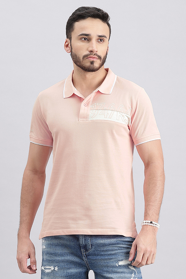 BABY PINK HALF SLEEVE PIOUE POLO TEE (POLO NECK H/SLV SLIM)