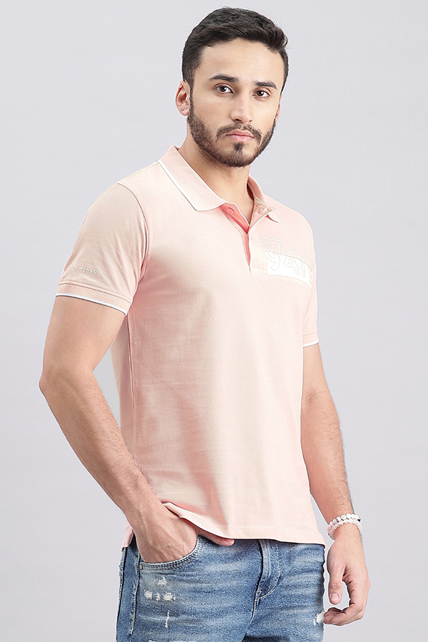 BABY PINK HALF SLEEVE PIOUE POLO TEE (POLO NECK H/SLV SLIM)