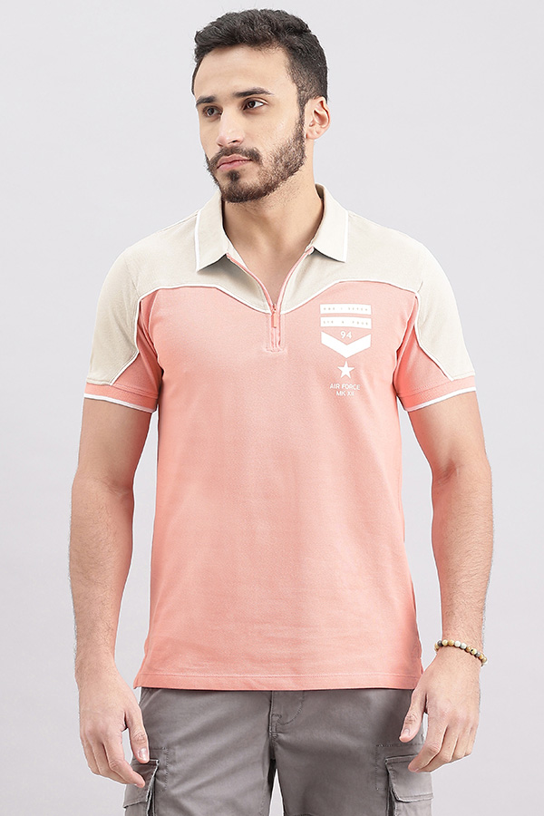 PINK HALF SLEEVE PIOUE POLO TEE (POLO NECK H/SLV SLIM)