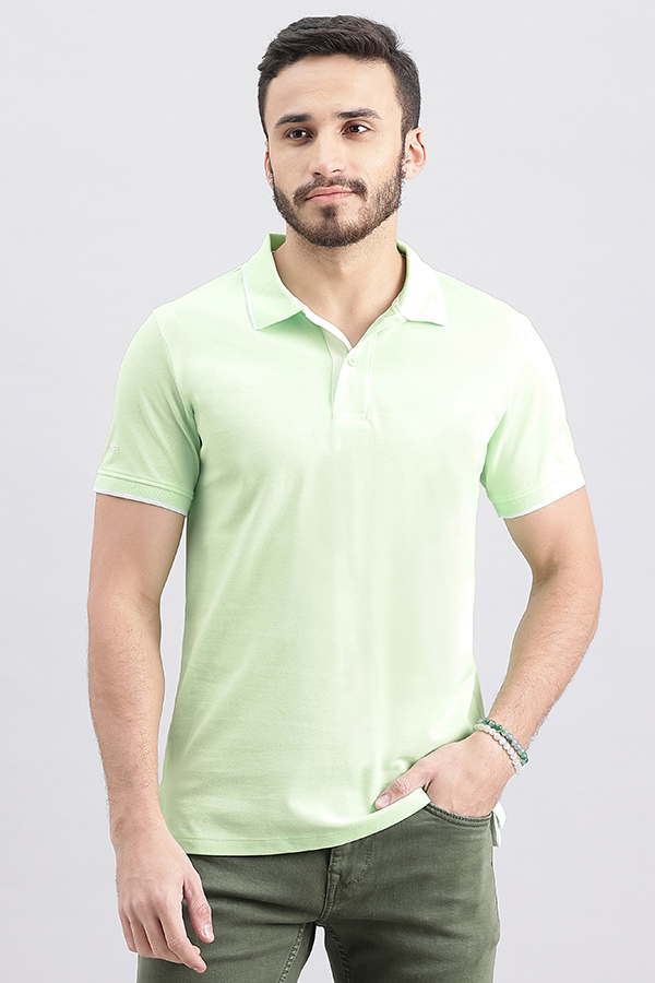 PATINA GREEN HALF SLEEVE PIOUE POLO TEE (POLO NECK H/SLV SLIM)