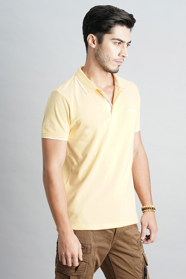 GOLDEN HAZE HALF SLEEVE PIOUE POLO TEE (POLO NECK H/SLV SLIM)