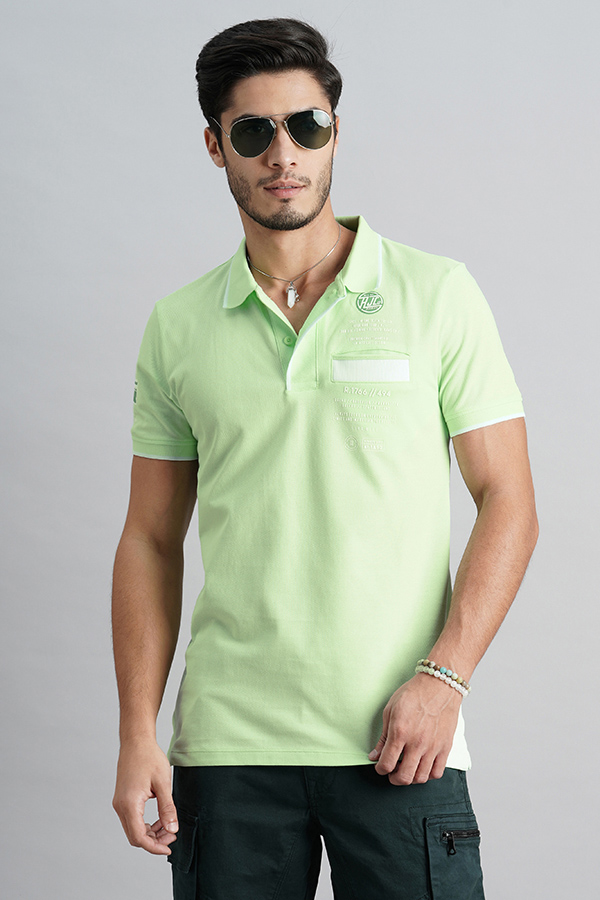 APTINA GREEN HALF SLEEVE PIOUE POLO TEE (POLO NECK H/SLV SLIM)