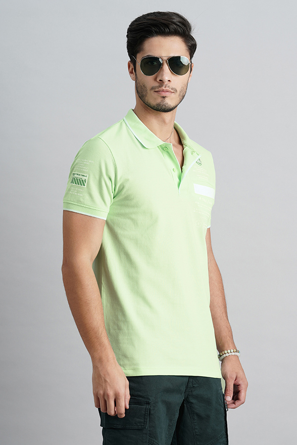 APTINA GREEN HALF SLEEVE PIOUE POLO TEE (POLO NECK H/SLV SLIM)