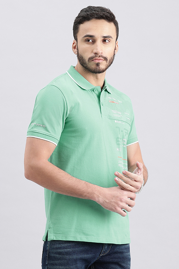 AQUA MARINE HALF SLEEVE PIOUE POLO TEE (POLO NECK H/SLV SLIM)