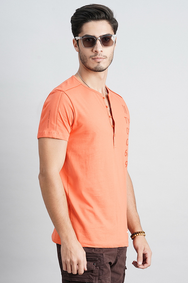 GINGER HALF SLEEVE HENLEY NECK TEE (HENLEY NECK H/SLV SLIM)