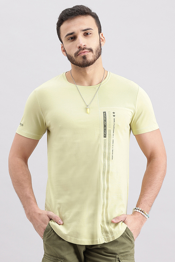 LT OLIVE HALF SLEEVE ROUND NECK TEE (R NECK H/SLV SLIM)