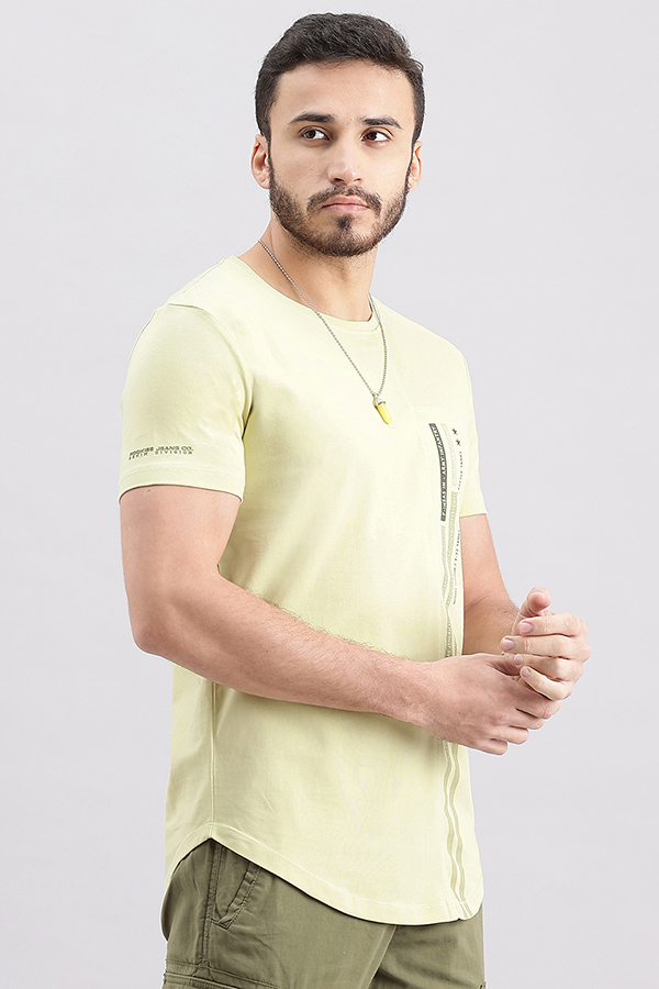 LT OLIVE HALF SLEEVE ROUND NECK TEE (R NECK H/SLV SLIM)