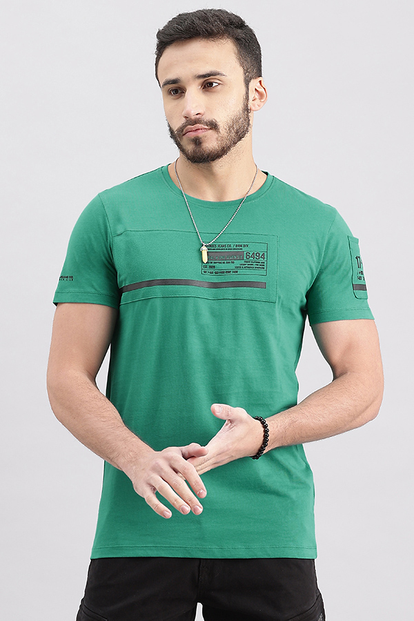 TEAL GREEN HALF SLEEVE ROUND NECK TEE (R NECK H/SLV SLIM)