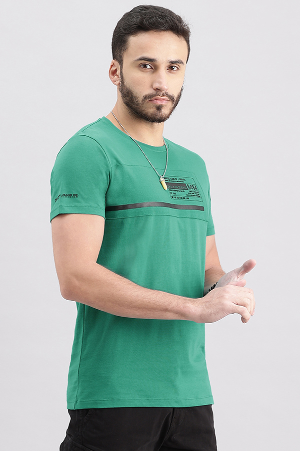 TEAL GREEN HALF SLEEVE ROUND NECK TEE (R NECK H/SLV SLIM)