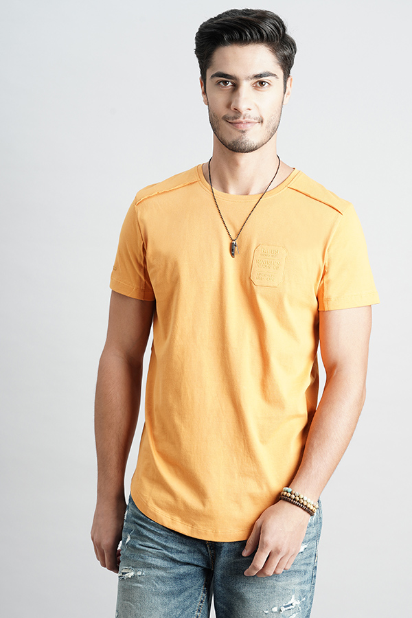 DK MUSTARD HALF SLEEVE ROUND NECK TEE (R NECK H/SLV SLIM)