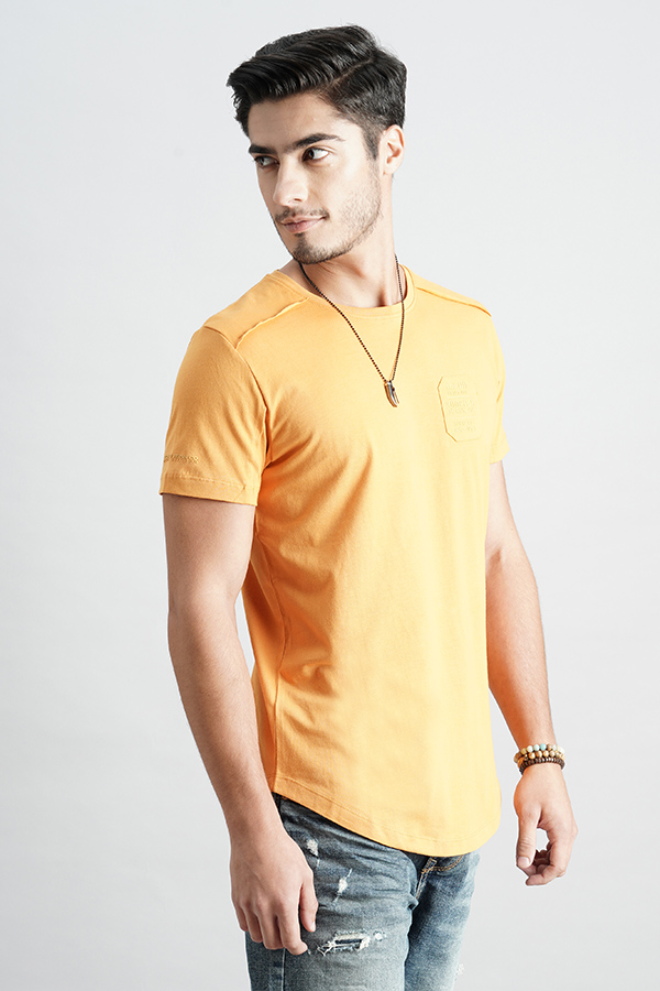 DK MUSTARD HALF SLEEVE ROUND NECK TEE (R NECK H/SLV SLIM)