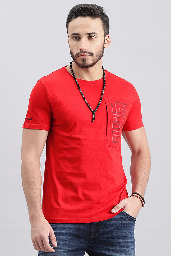 DK RED HALF SLEEVE ROUND NECK TEE (R NECK H/SLV SLIM)