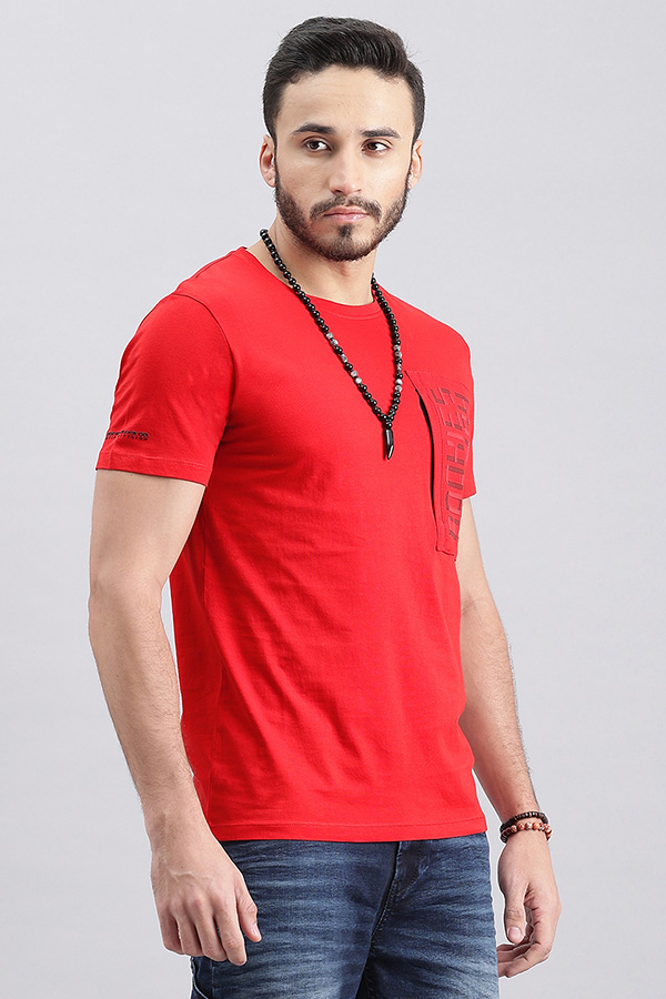 DK RED HALF SLEEVE ROUND NECK TEE (R NECK H/SLV SLIM)